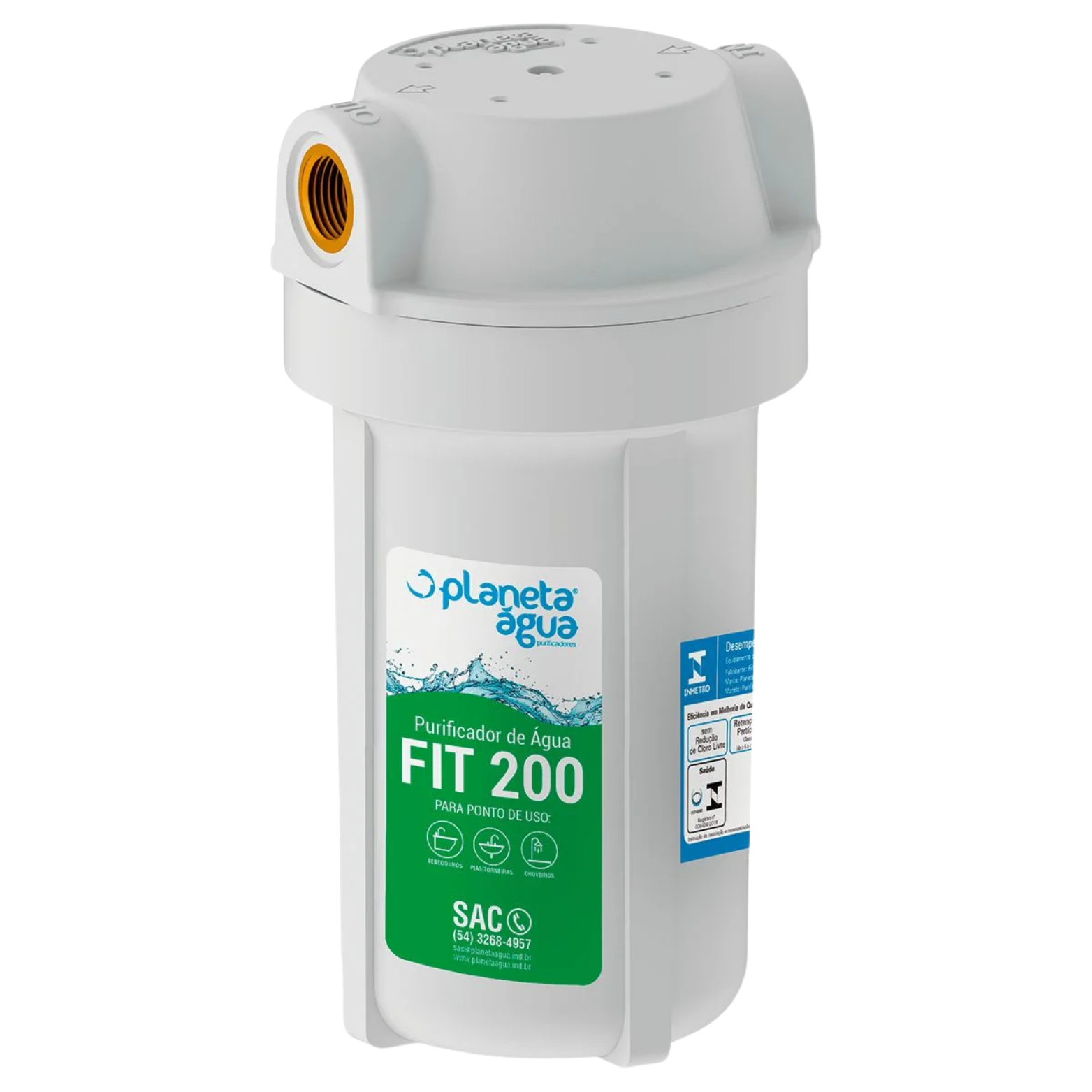 Purificador Fit 200 com Rosca de 1/2 Planeta Água Branco Pequeno